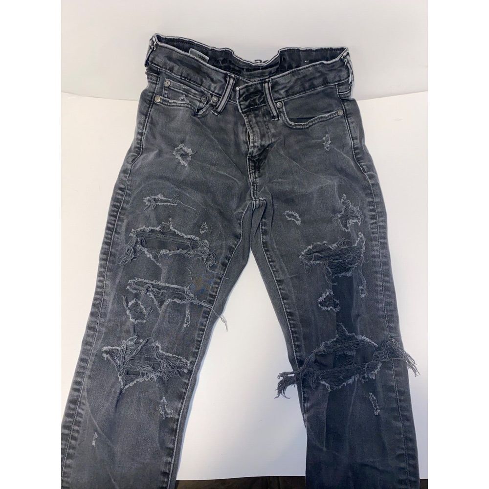 American Eagle Men's Jeans Black Distressed Airflex+ Size 26x28